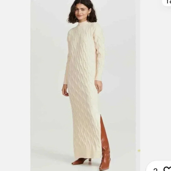 Line And Dot Dorothy Revolve Size Large Sweater Dress Cream Cable Knit Stretch - Picture 1 of 13